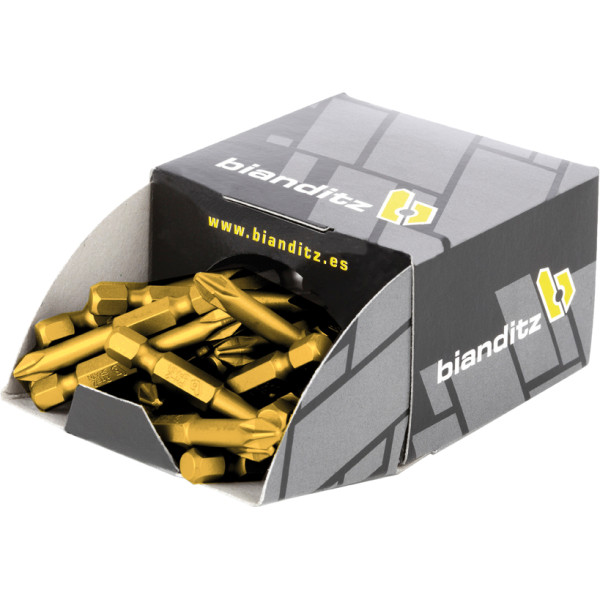 CAJA PUNTAS DESTORNILLADOR 1/4"C-050-TIN PH BIANDITZ
