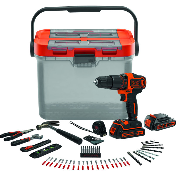 BRICO KIT TALADRO PERCUTOR + ACCESORIOS BLACK & DECKER